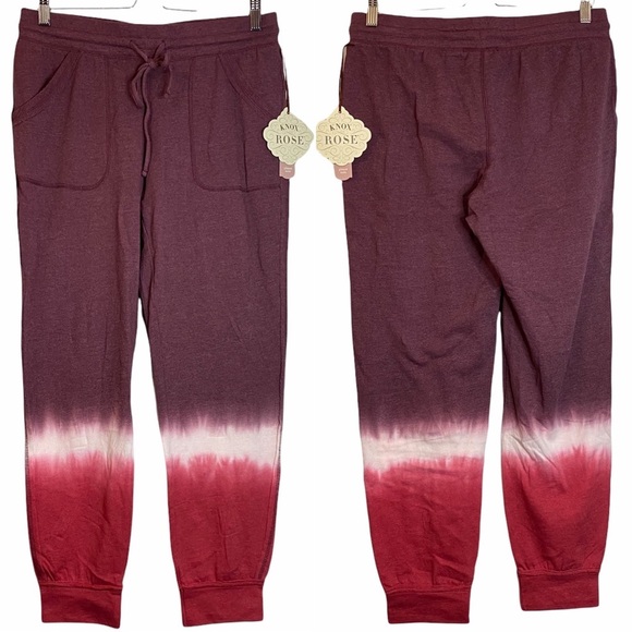 Knox Rose Burgundy Ombre Jogging Pants Cotton Medium M - Picture 1 of 9